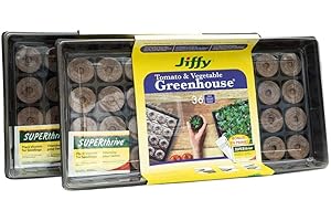 Ferry Morse Jiffy Seed Starting Tomato Greenhouse with 36 50mm Peat Pellets and Bonus SUPERthrive Sample Packet + Plant Markers (2 Pack)