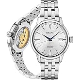 SEIKO Automatic Watch for Men - Presage Cocktail Time - Patterned Dial | Gloss Finish, Date Calendar, Stainless Steel, Water-Resistant 50M, 41-Hour Reserve Power, See-Through Caseback