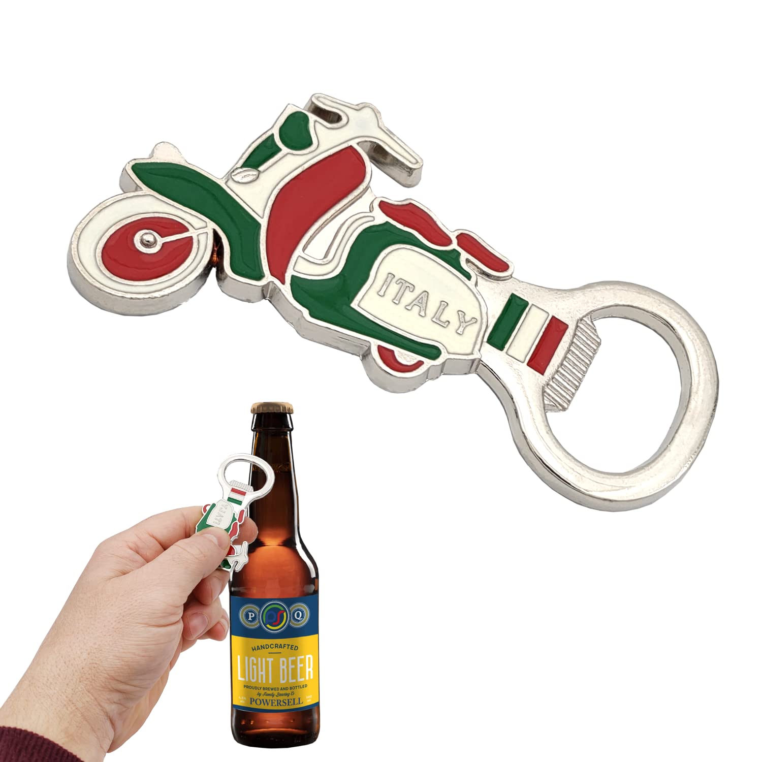 Pocket Opener for Beer Italian National Flag Italy in Metal, Accessory for Men and Women, Corkscrew Gift Idea