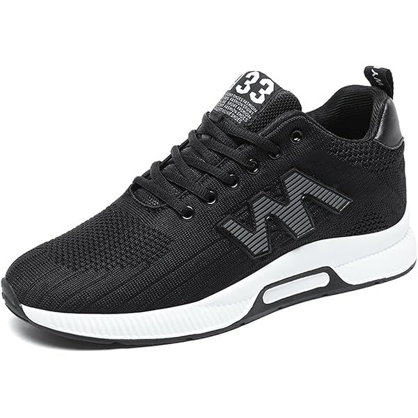 Elevator Sneakers voor heren, 6 cm, onzichtbare hoogte verhogen, lift schoenen, vetersluiting, Elevator schoenen, verborgen hak trainer mode sneakers, zwart, 37 EU