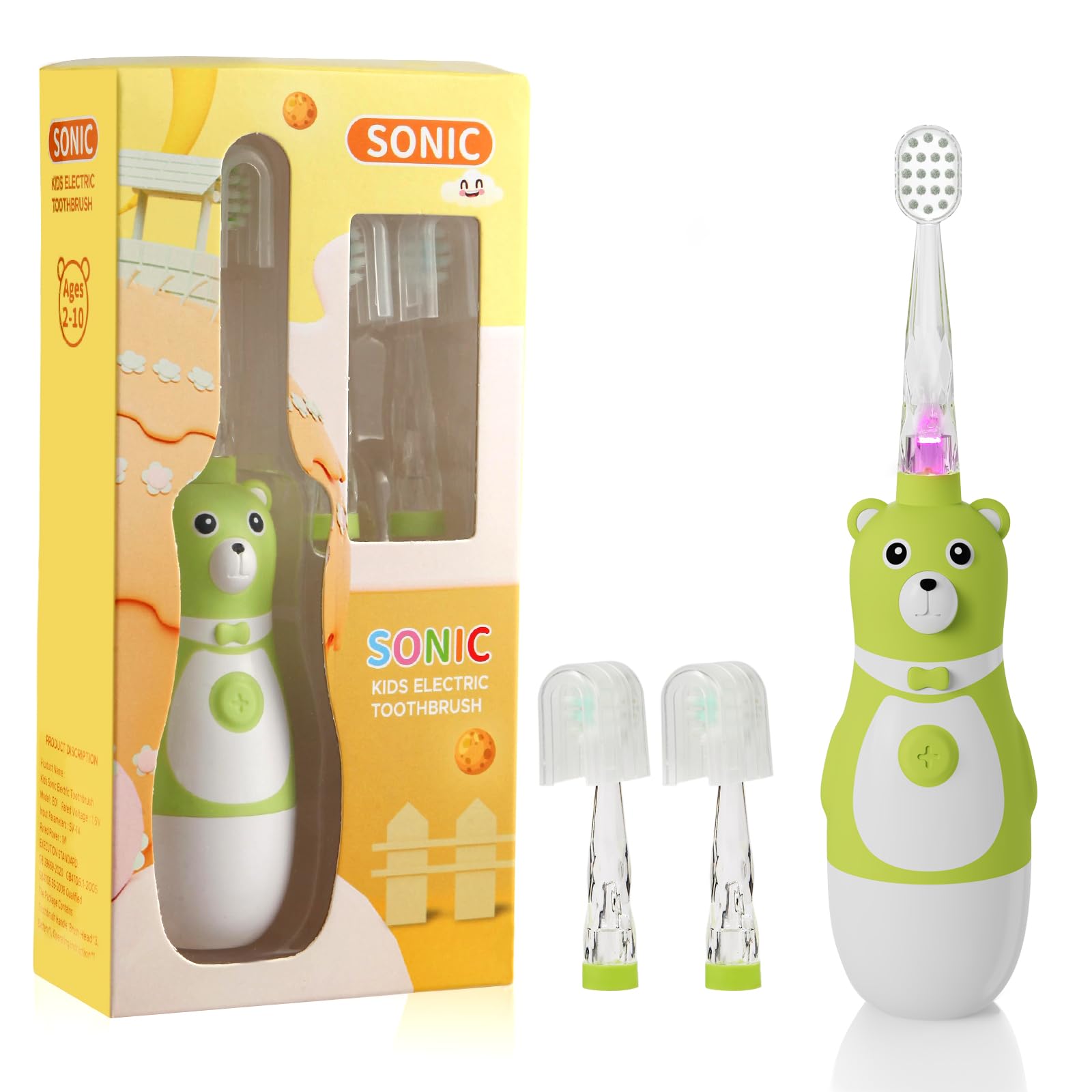 Photo 1 of Sanguisync Kids Battery-Powered Electric Toothbrush for Toddler Ages 2-10, Extra Soft Bristles with 3 Cleaning Modes, 2-Min LED Timer IPX7 Waterproof Deep Clean