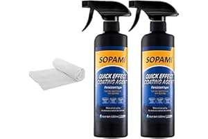 Sopami Car Coating Spray,Quick Effect Coating Agent,Quickly Coat Car Wax,Car Scratch Wax Polish Spray Waterless Wash,Oil Film Emulsion Glass Cleaner with towel (2 pcs)