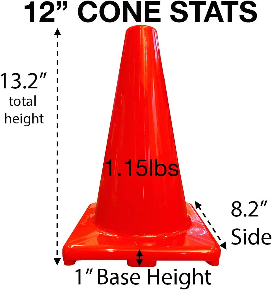 Heavy & Tough Cones - Won't Fly Away in Wind or Crack/Break - LVL10 Pro Training Cones - 12" Size - 4 Cones : Sports & Outdoors