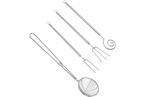 CADUFUELLY 4 Pcs Stainless Steel Candy Dipping Tool Kit, Silver Chocolate Dipping Set with Slotted Spoon and Dipping Fork Fon