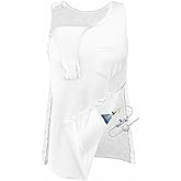 Mastectomy Recovery Tank Top with Drain Pockets Unisex Post Shoulder Surgery Shirts Full Snap Rotator Cuff Recovery Clothing