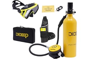 Bazargame 1 Litre Mini Oxygen Tank Diver's Portable Oxygen Tank Kit Reusable External Mini Oxygen Tank Underwater Snorkeling Kit with 15-20 Minute Emergency Rescue for Underwater Expeditions