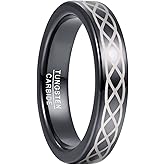 Corato Black Tungsten Carbide Wedding Ring with Laser Celtic Knot Promise Rings Polished Domed Comfort Size 5-10