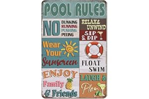 YOYI ART Pool Decorations Outdoor Swimming Pool Signs Pool Decor Pool Rules Signs, Enjoy Swimming Time, and Backyard Walls, 12x8 Inches Funny Swimming Pool Signs