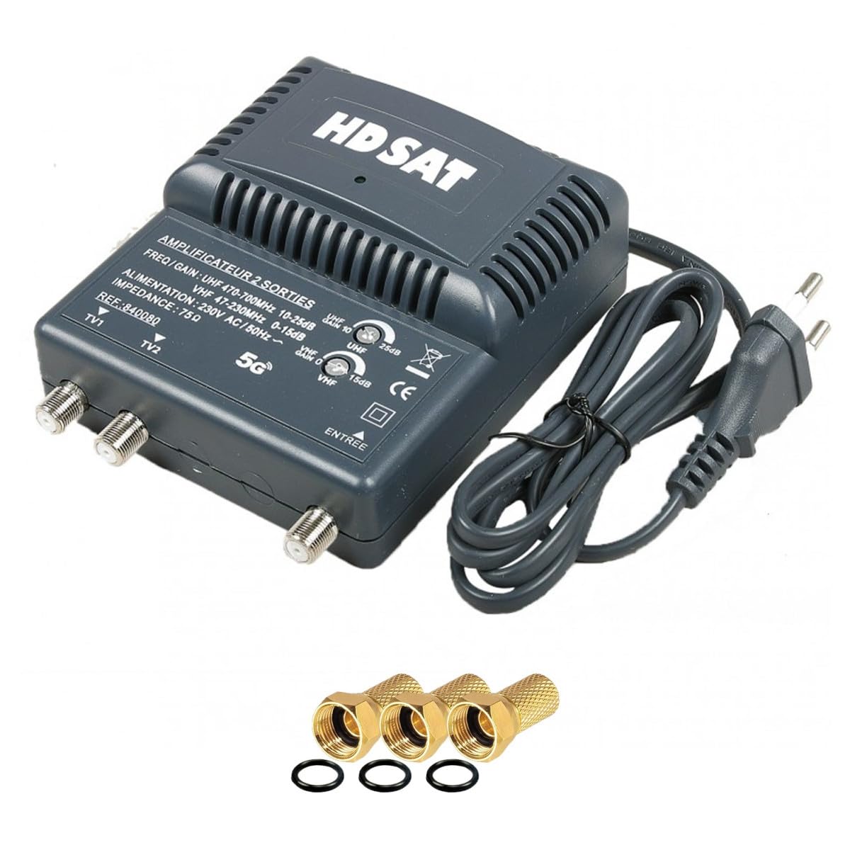 HDSAT TNT amplifier 2 Outputs Gain 25dB + 3 F plugs