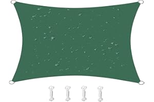 HOMPER 6.5' x 10' Waterproof Sun Shade Sail Canopy Effectively 95% UV Block, Oxford Fabric, for Patio, Balconies, Lawn Garden, Party, Outdoor Activities (, Dark Green)