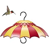 Bird Feeder Baffle 14" with Ant Moat, Beserie Large Bird Feeder Rain Guard Cover with Ant Guard & Shepherd Hooks, Attract Hummingbirds & Anti Squirrel/Sun/Rain/Snow/Ants (Red-Yellow, 14 inches, 35cm)