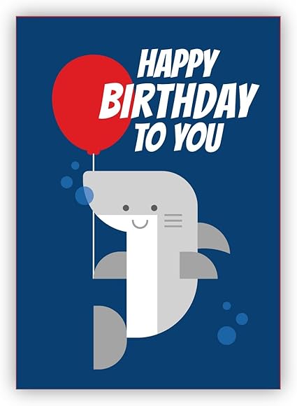 1 Coole Verjaardagskaart Met Haai En Luchtballon Happy Birthday To You Mooie Felicitatiekaart Met Envelop Zakelijk Prive Amazon Nl Coole Verjaardagskaart