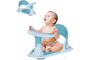 EASYFORALL Baby Bath Seat with Water Thermometer for Infants Baby Bathing, Non-Slip Baby Bathtub Seat, Portable Foldable Baby Bath Tub Seat for Infant Toddler 6-36 Months (Blue)