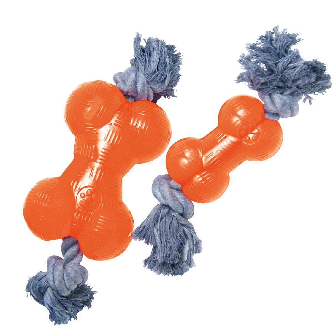 gloria TPR Orange Rubber Bone with Rope (Large), L