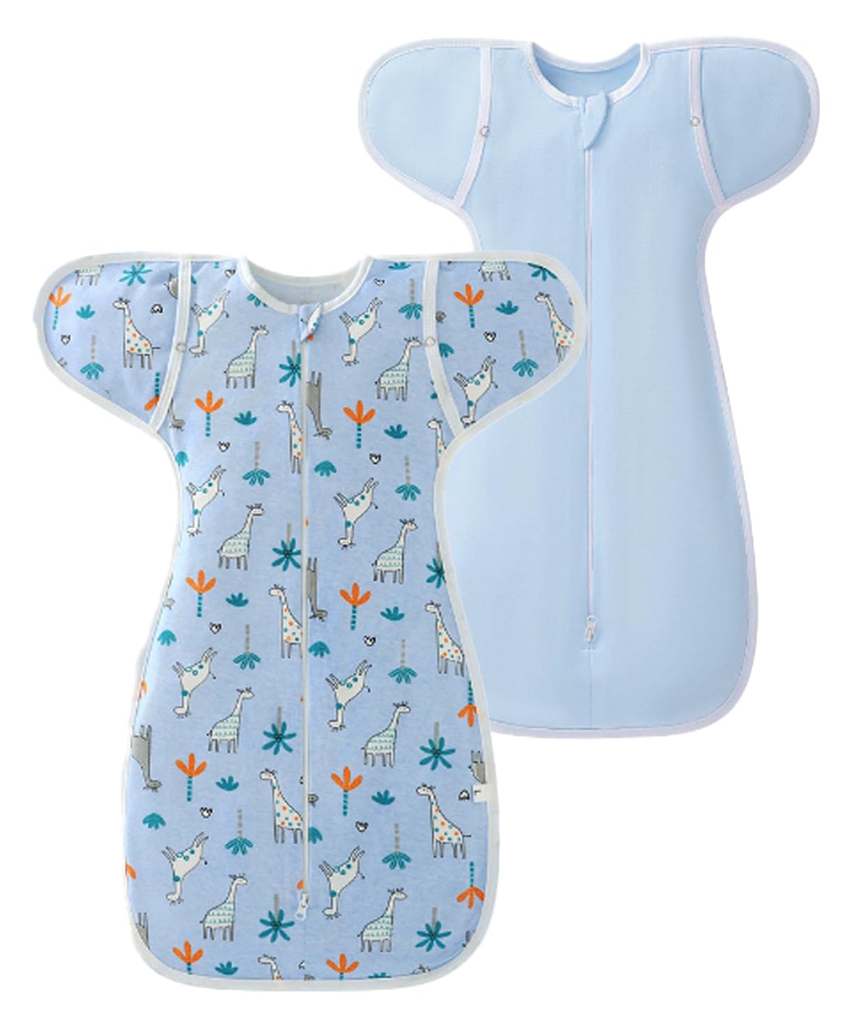 [ミャオッティ] スワドル おくるみ スリーパー 2枚セット 通年 手が出せる 新生児 ベビー 赤ちゃん コットン (ブルー)商品画像