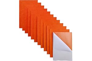 Jtnohx Self Adhesive Felt Sheets, 11 Pieces Stiff Sticky Felt, 8"x12" Felt Sheets with Adhesive Backing for Crafts, Felt Drawer Liner for Jewelry Box Drawer DIY (Orange)