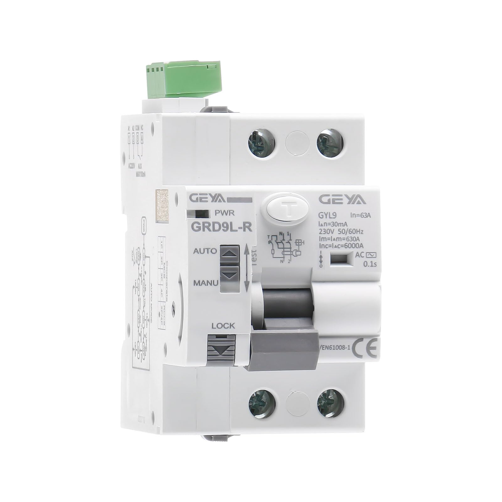 GEYA Auto Reclosing Device Circuit Breaker 6KA ELCB Self-Reclosing RCCB Recloser RCD AC Type (Auto Recloser AC220V+RCCB 2P-63A-30mA)