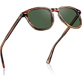 CARFIA Acetate Polarized Sunglasses for Men UV400 Protection CA5285L | Handmade Acetate, Retro-Modern Style, Shatterproof Lens, Anti-Glare, With Leather Case, Ideal for Driving, Golf, Daily Wear
