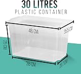 Klass Home Collection 4 x 30L Clear Plastic Storage Boxes with Lids UK view 3