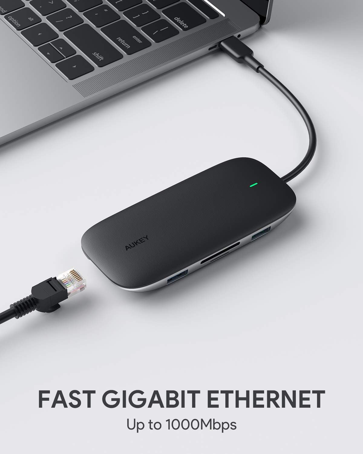 USB C Hub AUKEY 8-in-1 Type C Adapter with Ethernet Port, 4K USB C to HDMI, 2 USB 3.0 and 1 USB 2.0, 100W USB C Power Delivery Charging, SD/TF Card for MacBook Pro/Air(Thunderbolt 3), Chromebook Pixel: Computers & Accessories