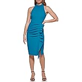 Eliza J Womens Sleeveless Halter Sheath Dress with Ruffle Skirt