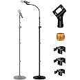 InnoGear Microphone Stand, Mic Stand Detachable Gooseneck Mic Floor Stand Height Adjustable from 32” to 70” with Weighted Round Base for Blue Yeti Blue Snowball Shure SM7B Shure SM58 Samson Q2U