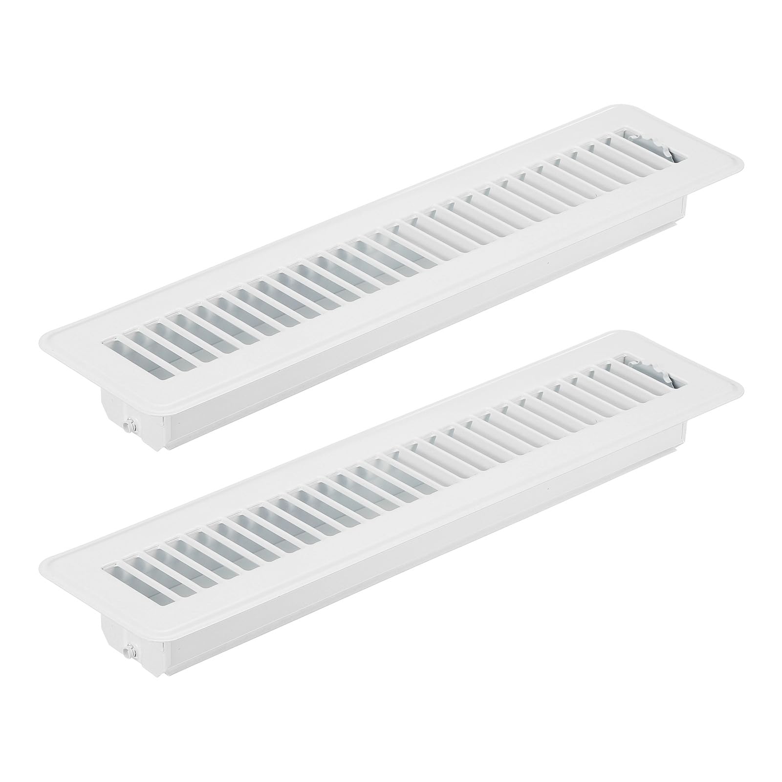 PATIKIL 14 x 2 Inch Floor Register, 2pcs Heavy Duty Air Vent Cover Steel Adjustable Decor Vents Easy Adjust Floor Grates for Sidewall Home Office, White