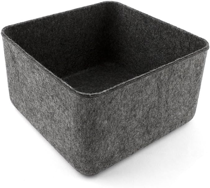Three by Three Seattle Get Organized with Colorful Two-Tone 'felt-like-it!' Bin: Perfect for Office, Craft Room, Classroom, Living Room, Bedroom Storage, and More (Charcoal)