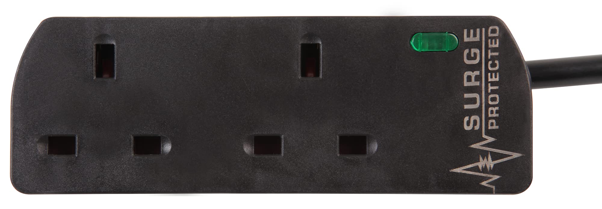 PRO ELEC PELB1952 2 Gang Extension Lead Surge Protected Black, 2m — image 1