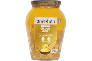ANVESHAN EMPOWERING FARMERS WITH TECHNOLOGY Anveshan A2 Gir Cow Desi Ghee Clarified Butter 33 Fl. Oz/1000mL | Grass-Fed | Pasture-Raised | Traditional Curd-Churned Bilona Method| Ayurveda Superfood | Rich Aroma