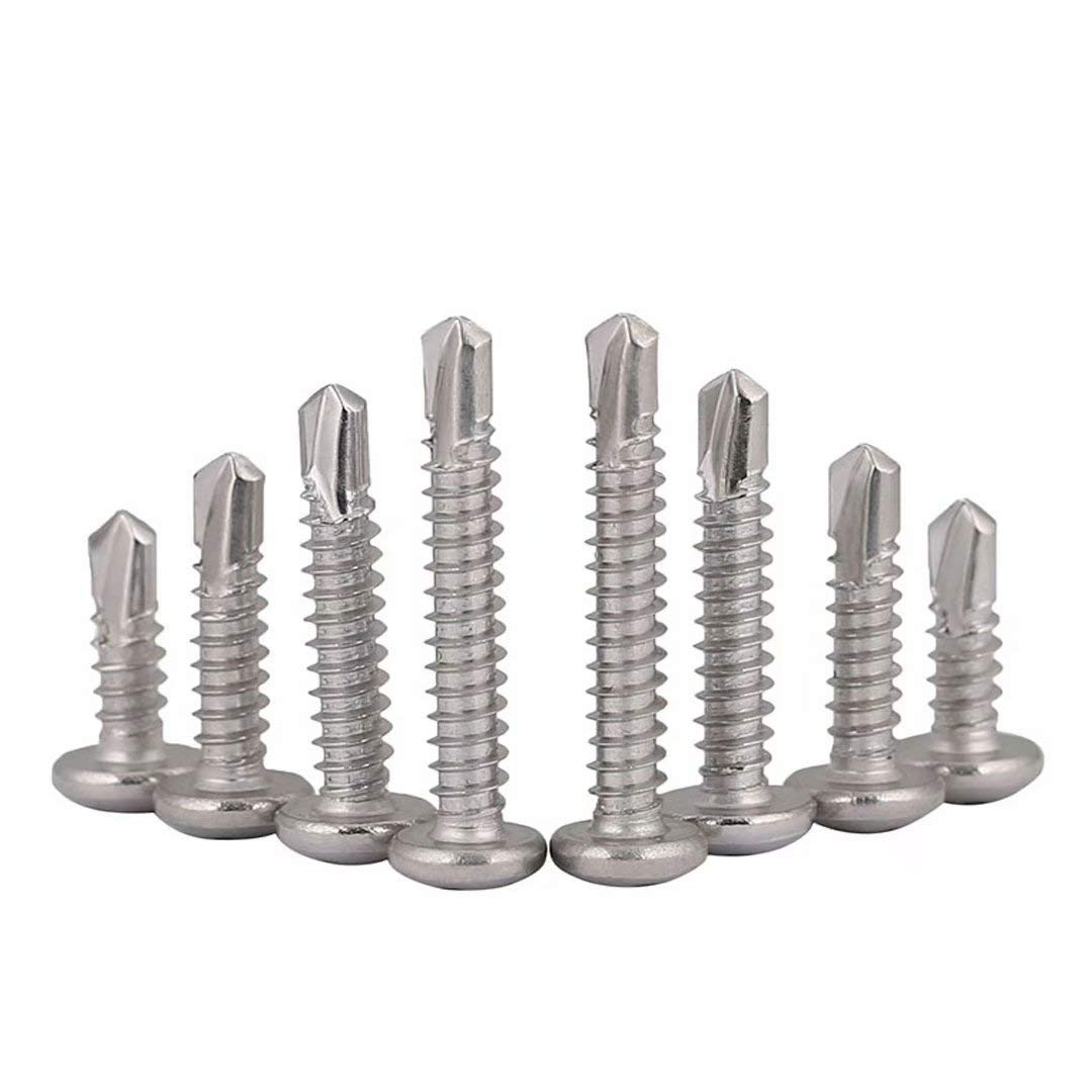 BOZONLI M4.8 Self Drilling Screws Self Tapping Screws for Metal, Pan Head Phillips Drill Tail Screws, M4.8×50mm,20 pcs