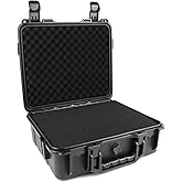 Liyirui Carrying Hard Case with Pre Grid line Cube Sheet Foam for Jewelry,Camera Accessories, Wristwatch, Electronics, and Gear, Black,Medium,12.8 * 11.6 * 4.7 inch
