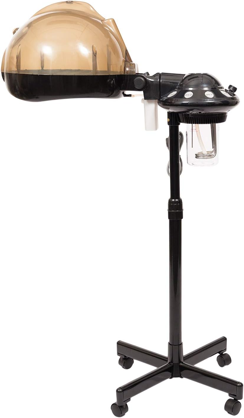MTFY 650W Professional Salon Hair Steamer with Adjustable Hooded Floor Stand Rolling Base with Wheels, Color Processor for Natural Curly Hair Spa Barber Styling Tools Black