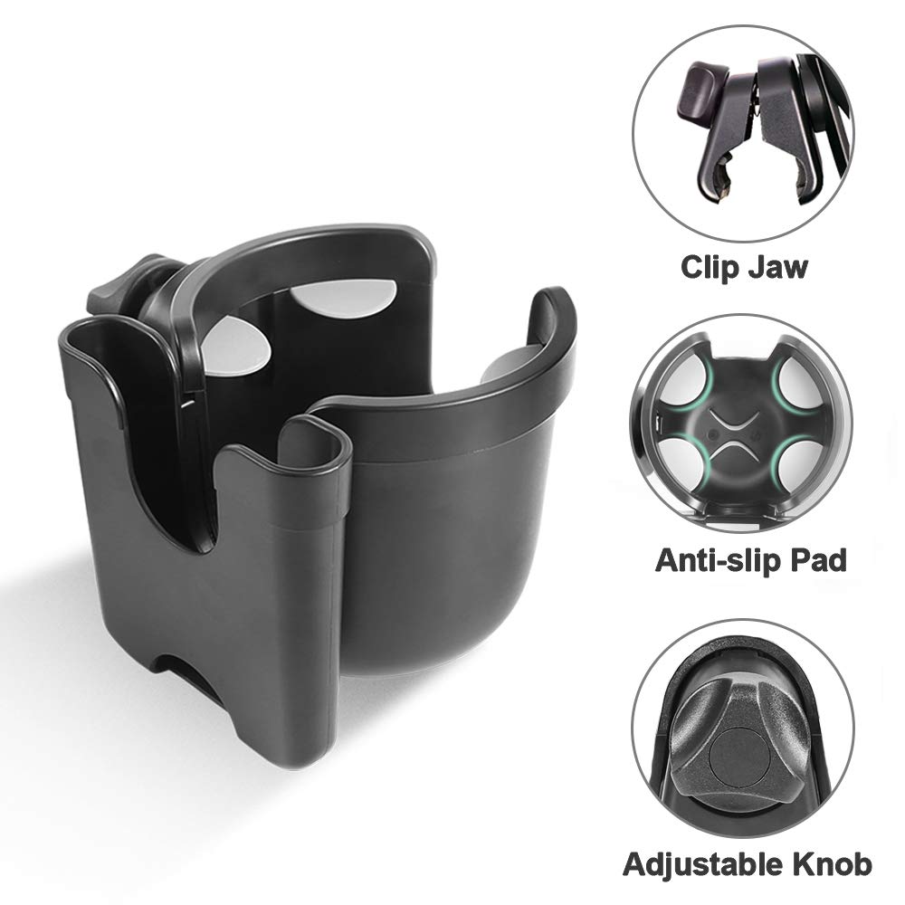 Stroller Cup Holder, MOMSIV 2-in-1 Universal Cup Holder Rack Bottle Holder for Buggy Pushchair Wheelchair Bike and More: Baby