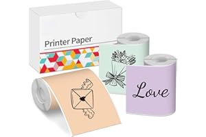 Colorful Thermal Sticker Paper for M02/M02 Pro/M02S/P2S/M03/M04S Mini Printer, Green/Purple/Orange, 50mmx3.5m, 3 Rolls