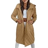 Imily Bela Womens Long Quilted Puffer Jacket Lightweight Zip Up Hooded Drawstring Winter Coats Outerwear with Pockets