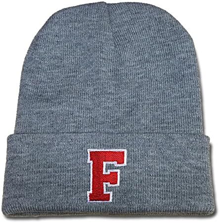YUGY The 26 English Letters Letter F Logo Beanie Fashion Unisex Embroidery Beanies Skullies Knitted Hats Skull Caps Grey