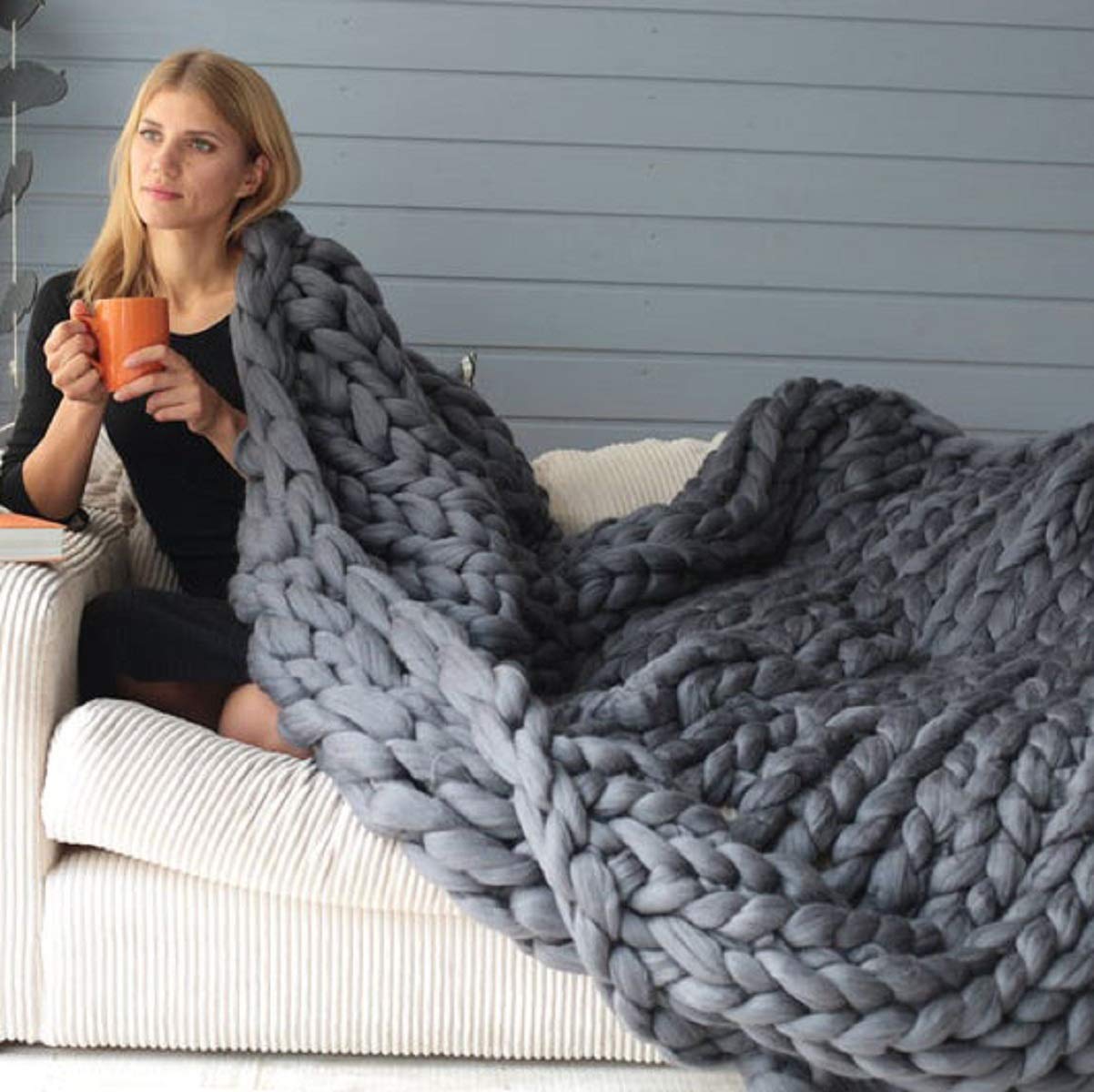 Giant Knit Blanket for Baby and Adults in Cotton Personalized Custom