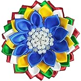 Order of the Eastern Star - Blue, Yellow, White, Green, and Red 4.5" Paraphernalia Flower Brooch Pin for Women, Inspired for meetings, events, Conferences, Luncheons