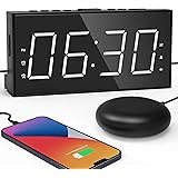 Super Loud Alarm Clock for Heavy Sleepers Dual Digital Alarm Clock with Bed Shaker 7.5" Dimmer Large LED Display Vibrating Al