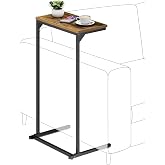 TUTOTAK C Shaped End Table, Small Side Table, 28.7 inch Tall Couch Table | Slim C Table for Sofa, Small Space, Living Room, Bedside, Bed Room, Brown TB01BB071