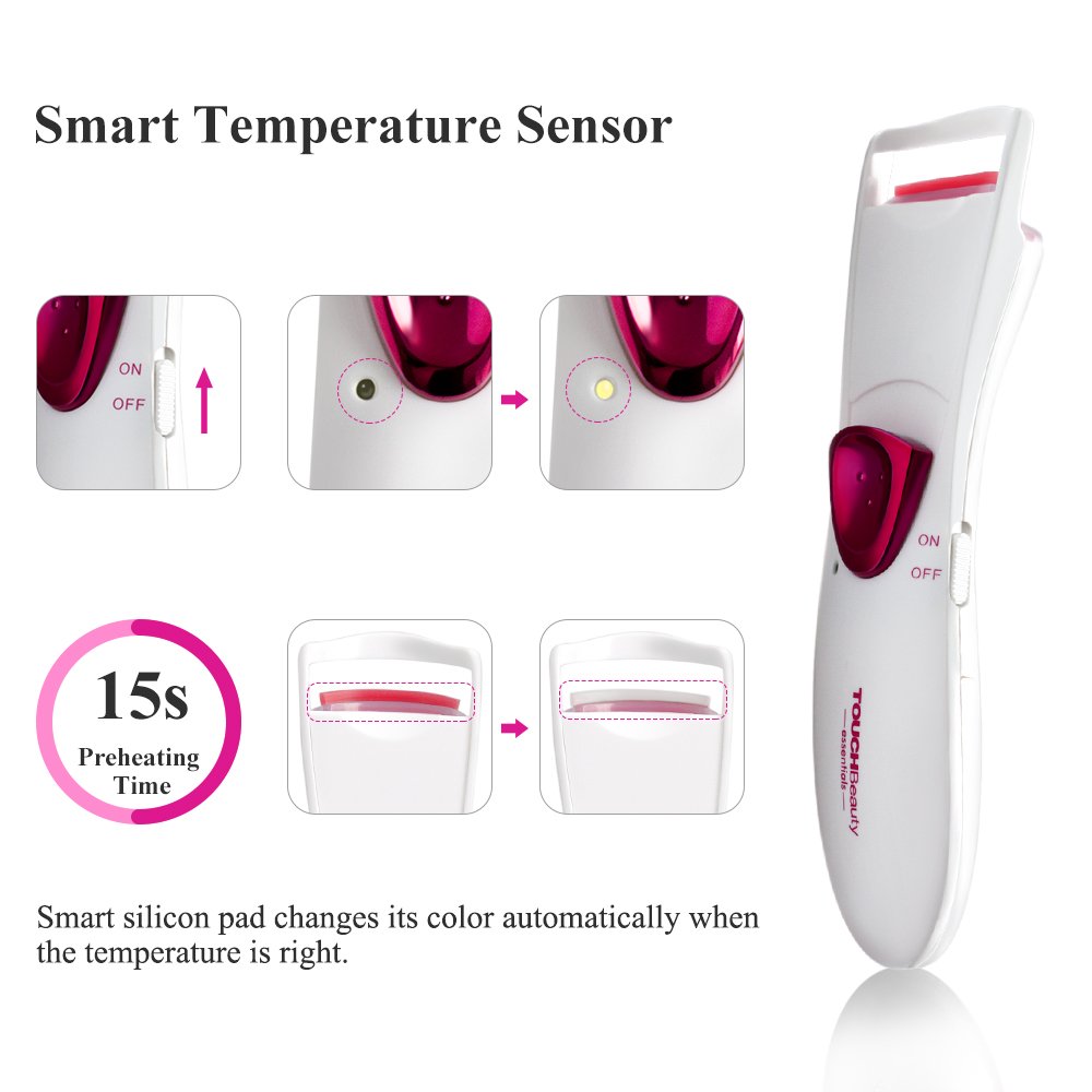 TOUCHBeauty Heated Eyelash Curler with Double Silicone Pad,Long-lasting Eyelash Curls Pink TB-2016