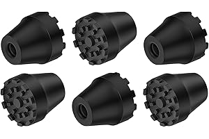 supregear Replacement Rubber Tips for Trekking Poles and Walking Sticks, Anti-Slip Shock-Absorbing Black Feet Caps, Universal