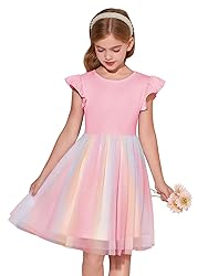 Haloumoning Girls Tutu Dress Ruffle Short Sleeve