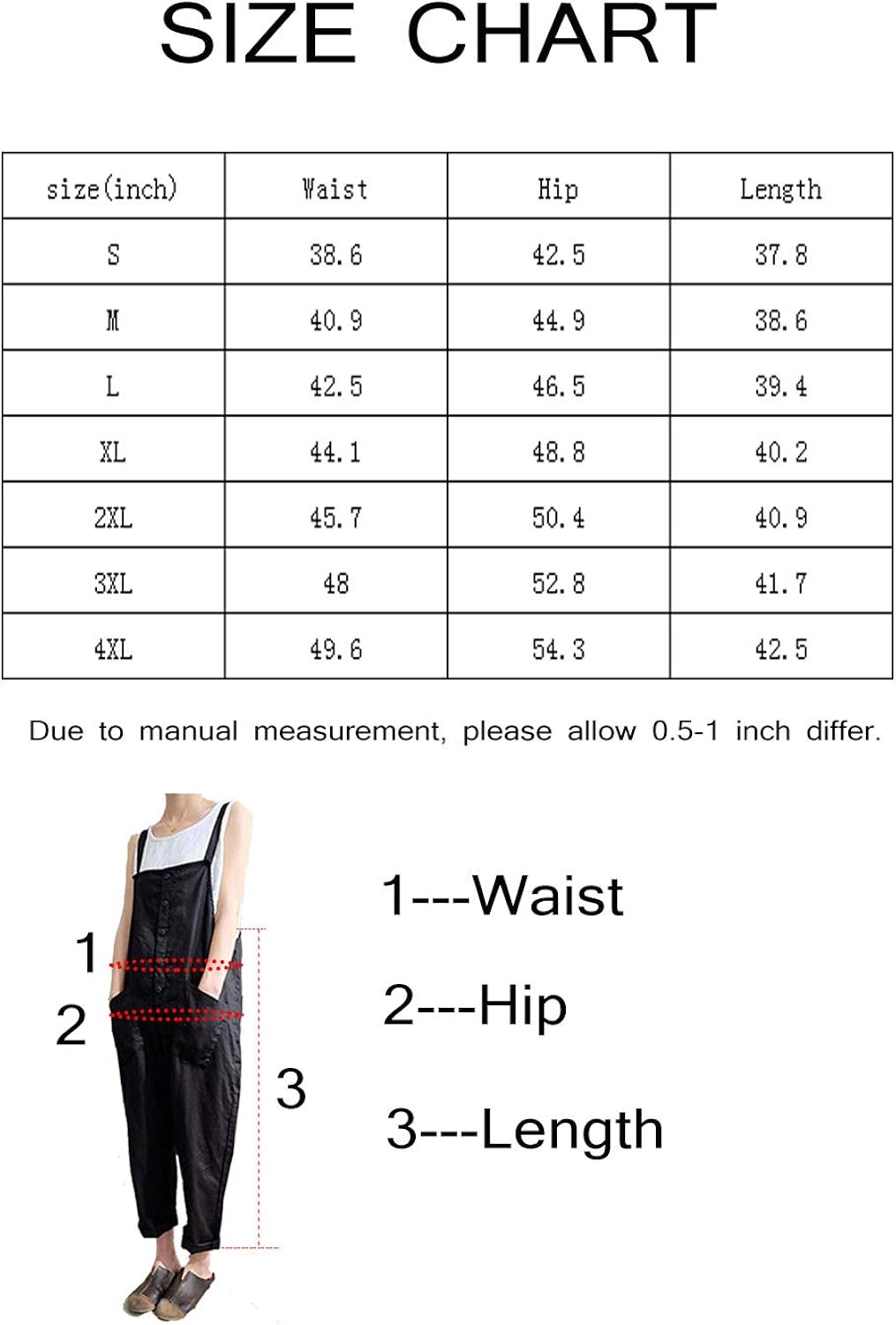Women's Baggy Wide Leg Overalls Casual Jumpsuit Rompers Harem Pants: Clothing