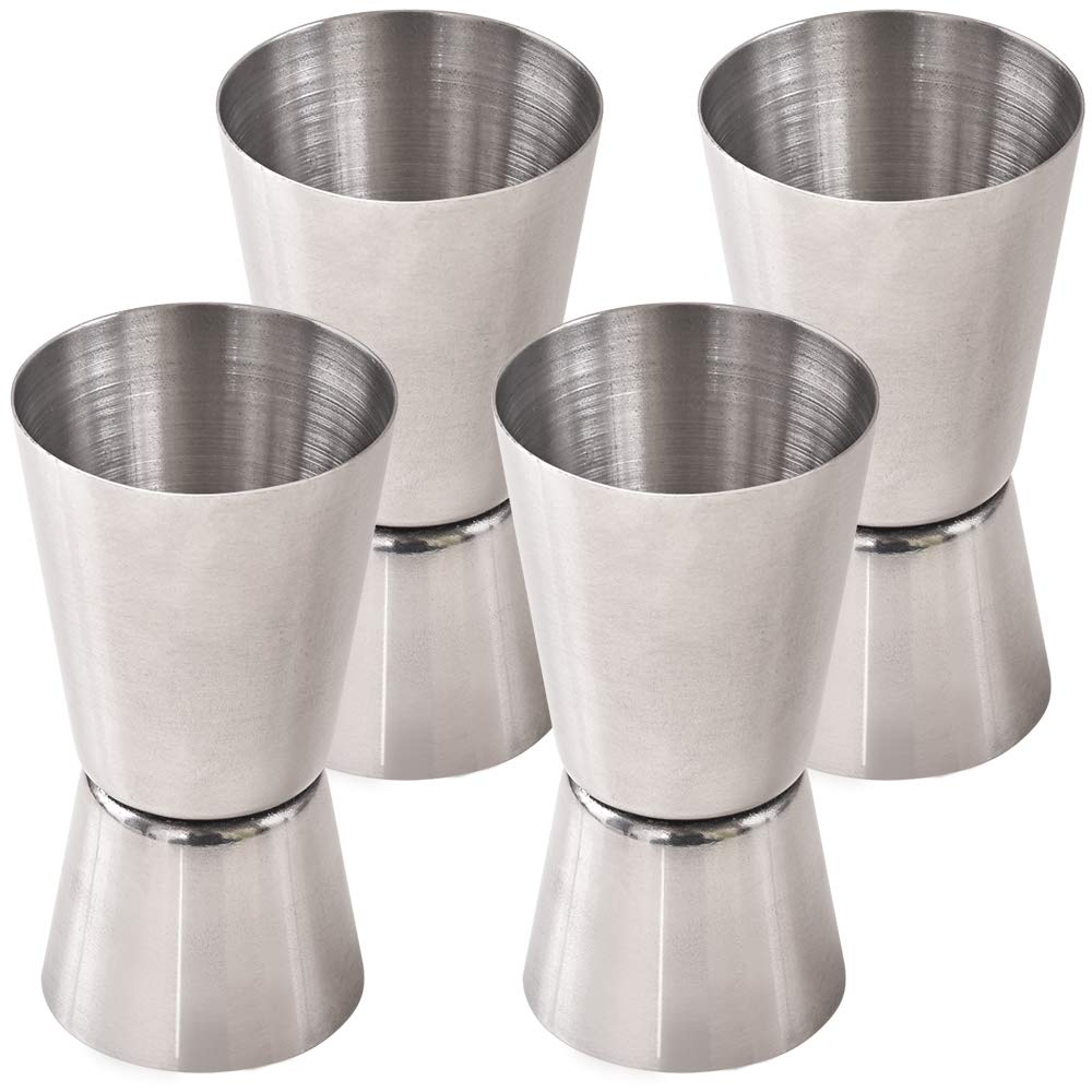 Newk Cocktail Jigger, 0.85 & 1.7 Oz (25 & 50 ML) Stainless Steel Bar Jigger (Set of 4)