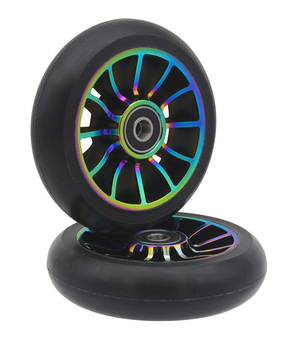 aibikuPro Stunt Scooter Wheel 100mm Replacement Wheels with ABEC-11 Bearing-2 PCS(Colorful/Black)