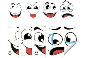 Funny Trash Can Decals - Adhesive Face Stickers, Removable Cartoon Expressions for Lid Decor, 4 Sheet Set for Fridge Buckets 