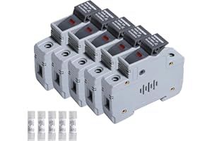 shengbowi Solar/Photovoltaic Fuse Holder PV DC1000V 15A 35mm DIN Rail Mounting Cylindrical Base Single Mount Solar Photovoltaic Fuses Link System Protection