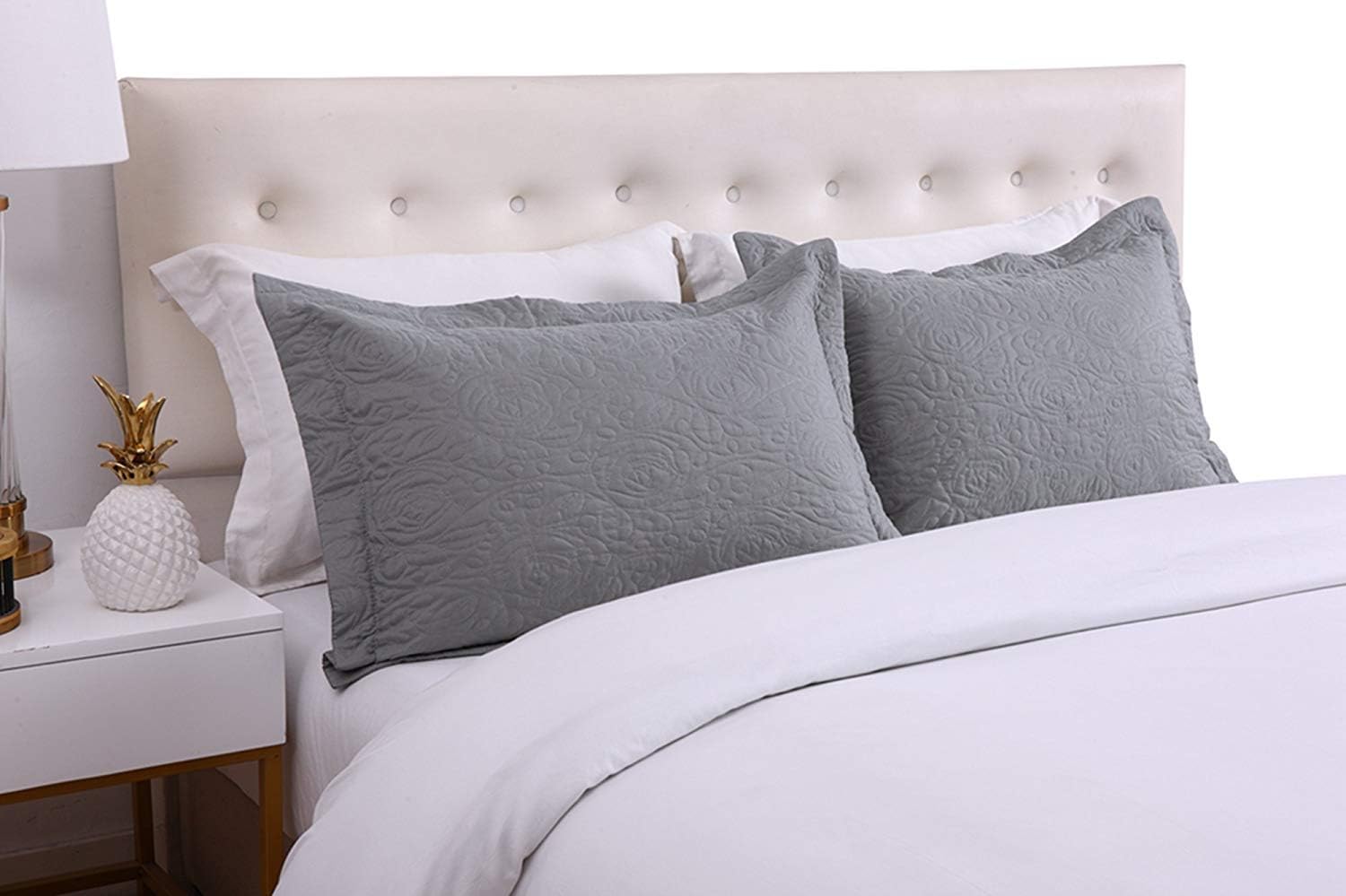 MarCielo 2 Pack King Pillow Shams (20" X36(King), Grey)